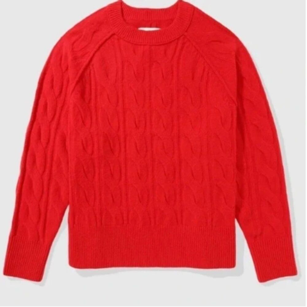 NWT AERIE Unreal Cable Crewneck Sweater Pullover Super Soft Oversize in S